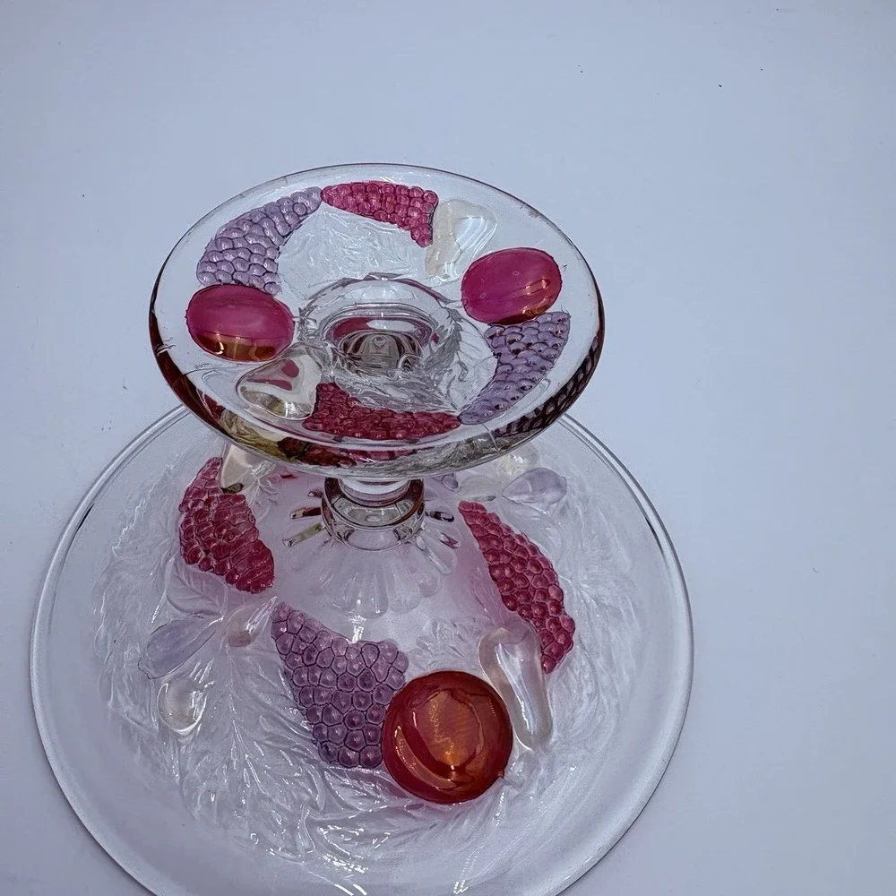 WestMoreland Glass Della‎ Robbia Fruits Small Compote Pedestal Candy Dish VTG
